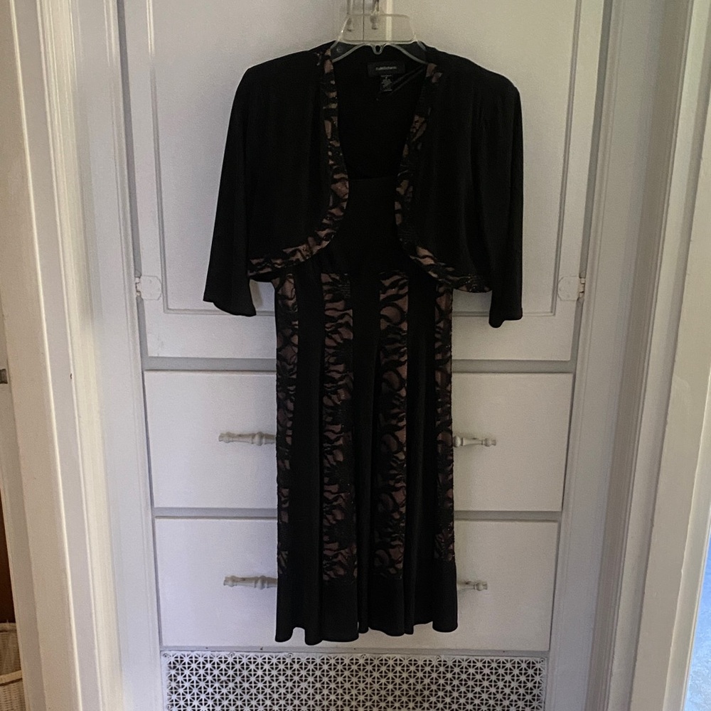R&M Richards Black and Cream Dress with Bolero